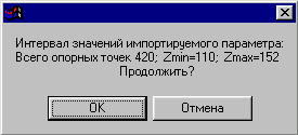 После запуска процедура аппроксимации выдается информация об интервале значений обрабатываемых фактографических данных